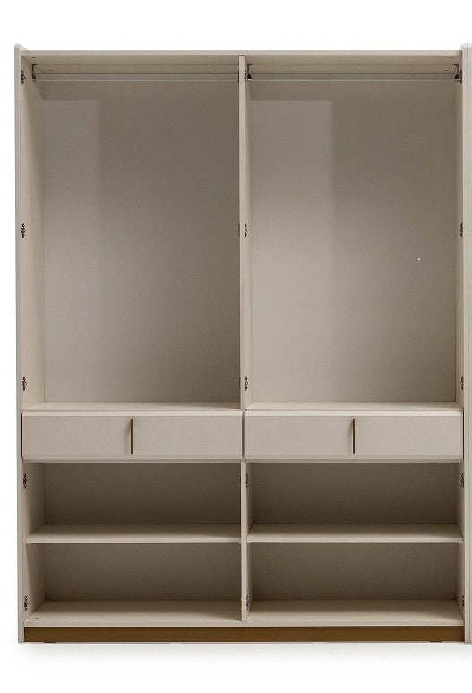 Четирикрилен гардероб «Loren» с огледална врата, чекмеджета, лост за закачалки, рафтове, ширина 165см