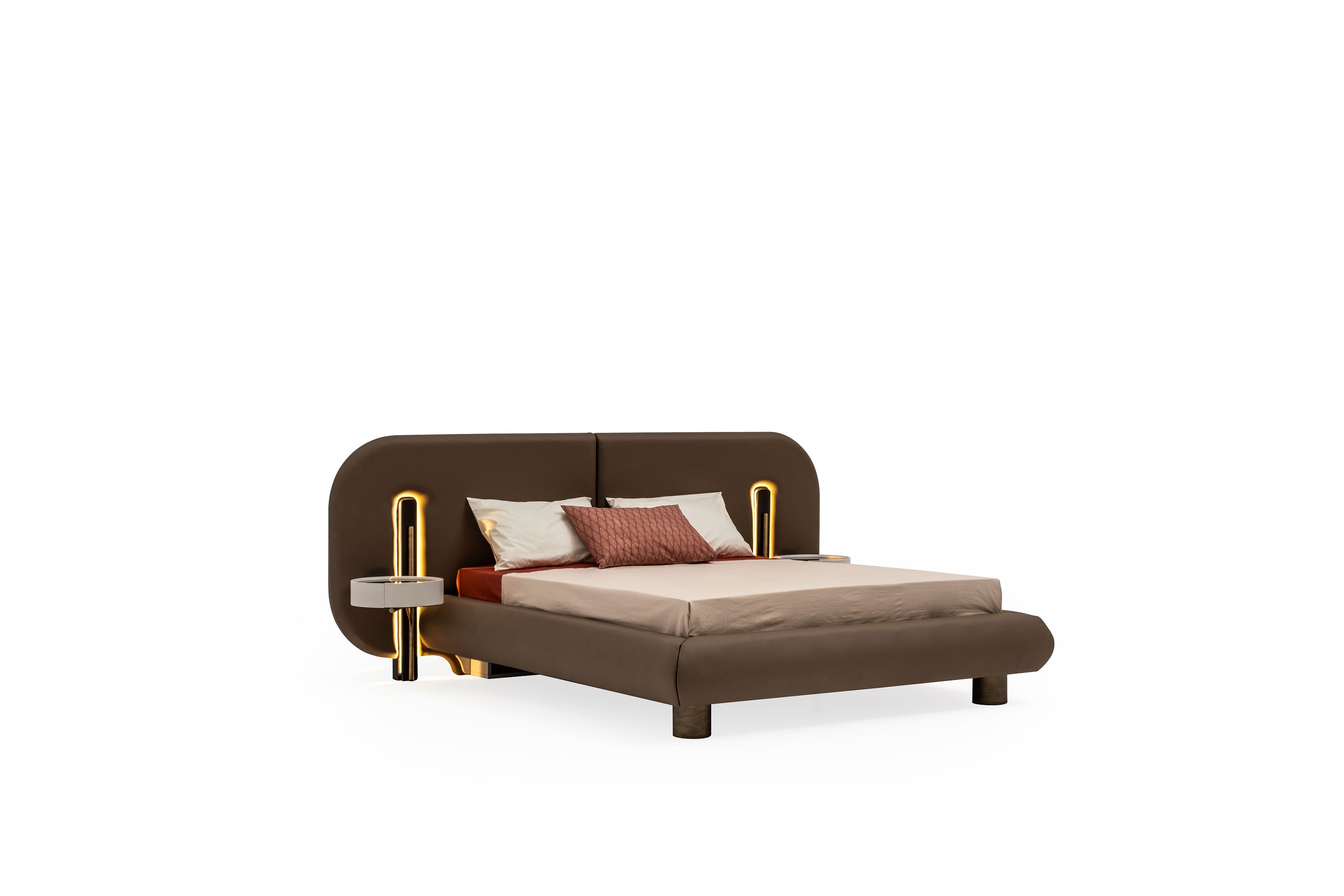 Тапицирано легло «Bergama» + табла с осветление - с място за съхранение, повдигащ механизъм