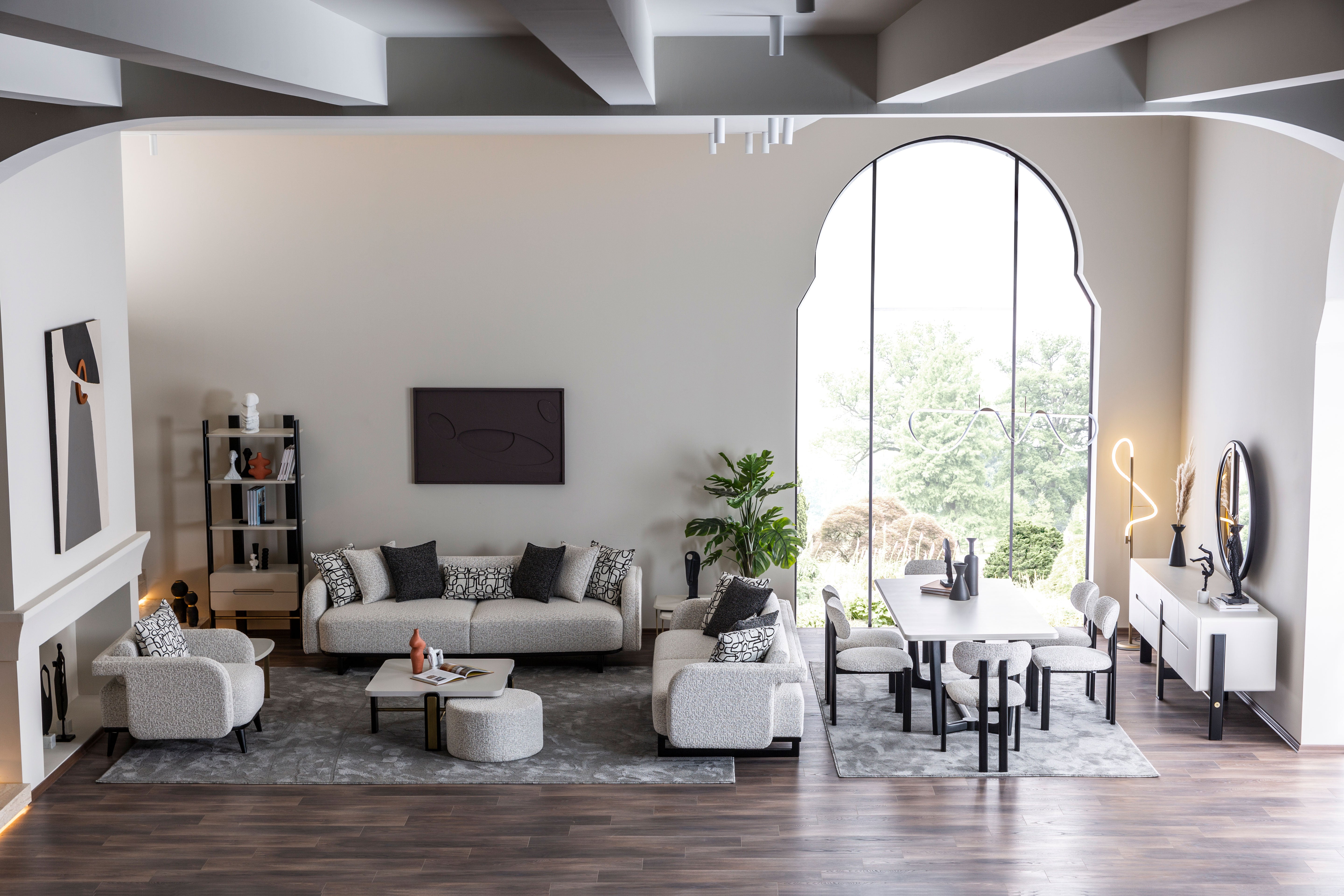 Tриместен диван «Bergama» + декоративни възглавници, ширина 215см