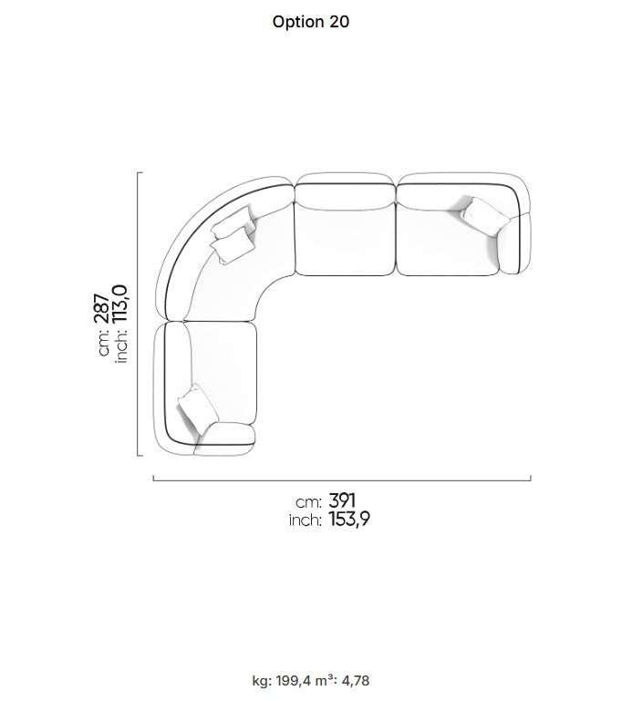 30 готови конфигурации на модулен диван «Icona» + конзолна масичка, лежанка