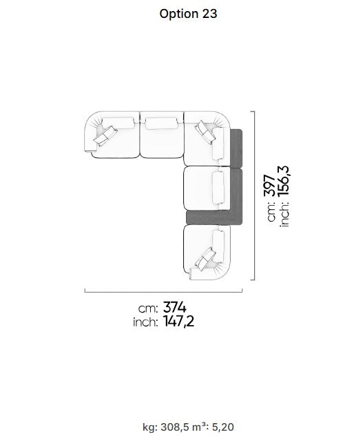 26 готови конфигурации на модулен диван «Kyoto»