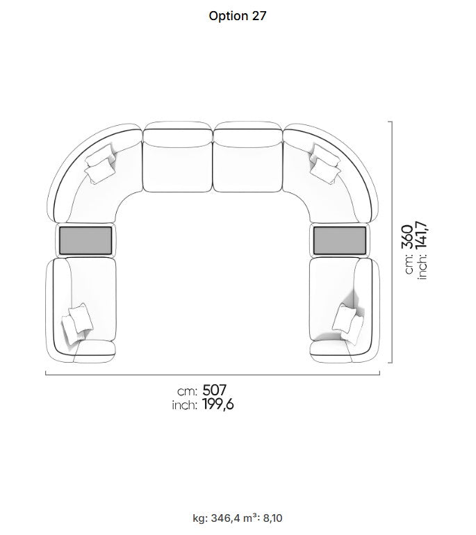 30 готови конфигурации на модулен диван «Icona» + конзолна масичка, лежанка