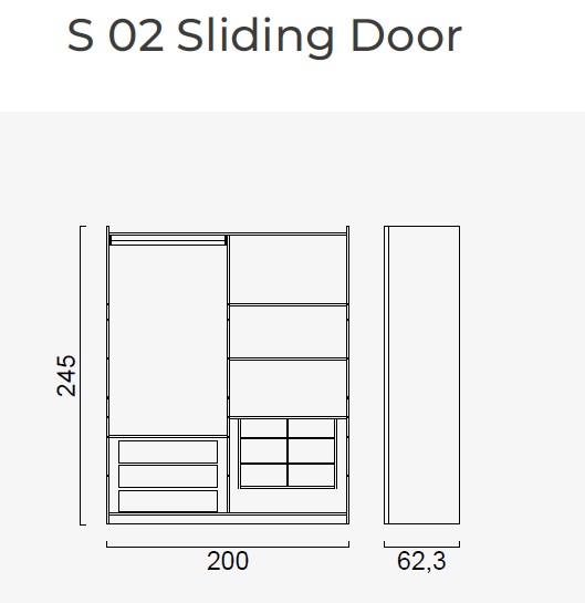 4 конфигурирани модула за гардероб «Alfa» с плъзгащи врати