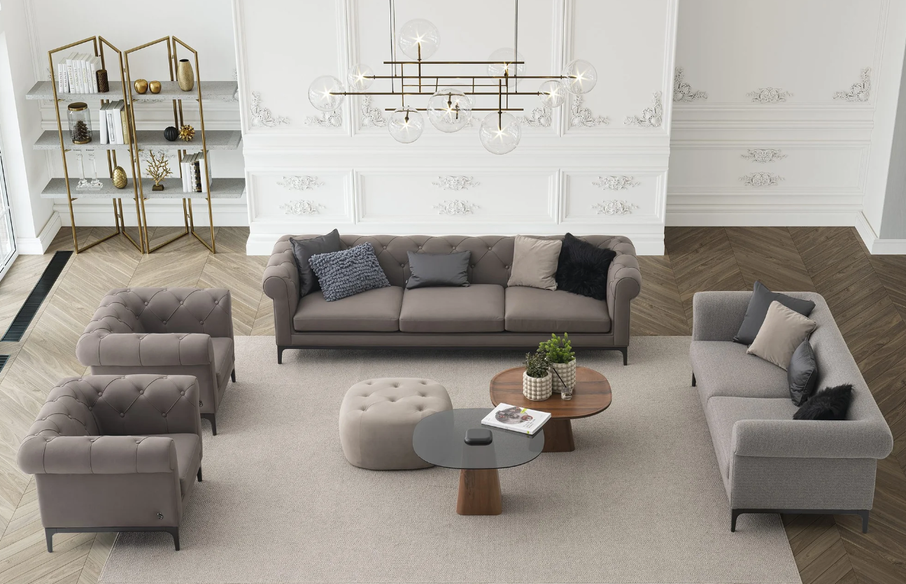 Триместен диван «Opera» + 4 декоративни възглавници, ширина 224см