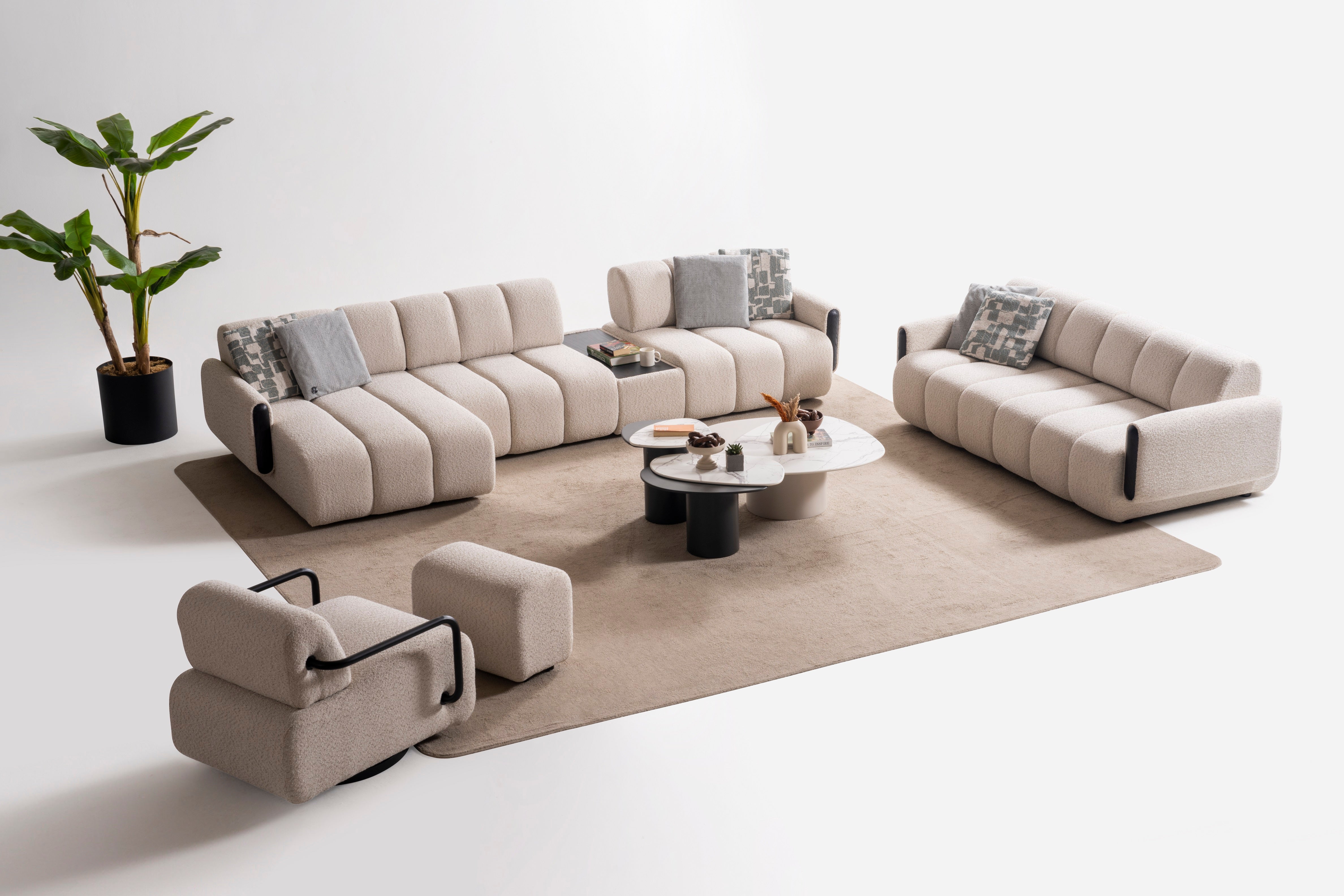 Модулен разтегателен диван «Rivian» + конзолна масичка, лежанка