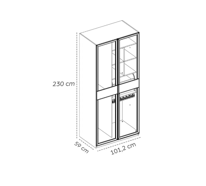 Модулен гардероб «Dolunay» - 4 модула, с осветление, стъклени врати