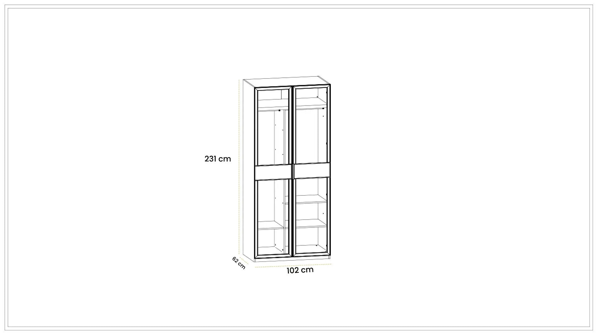 Модулен гардероб «Kasmir» - 5 модула, с осветление, стъклени врати