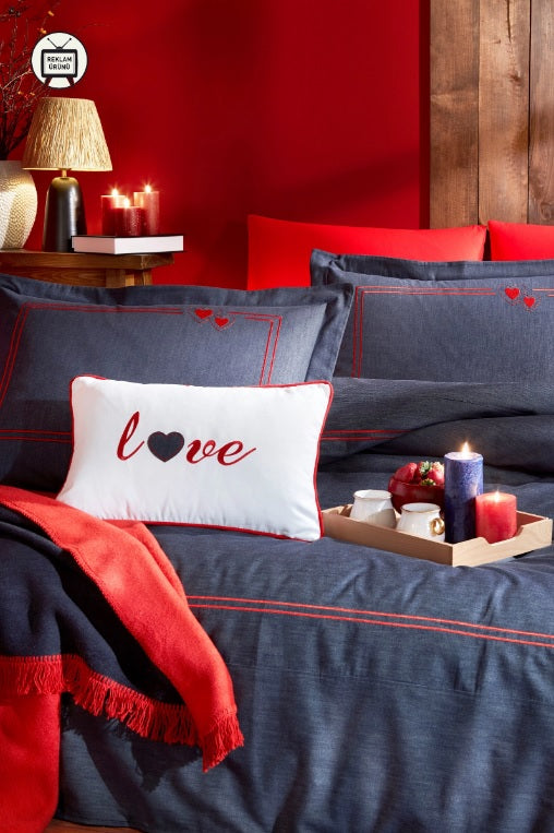 Двоен спален комплект «Endless Love» - 6 части, памучен сатен