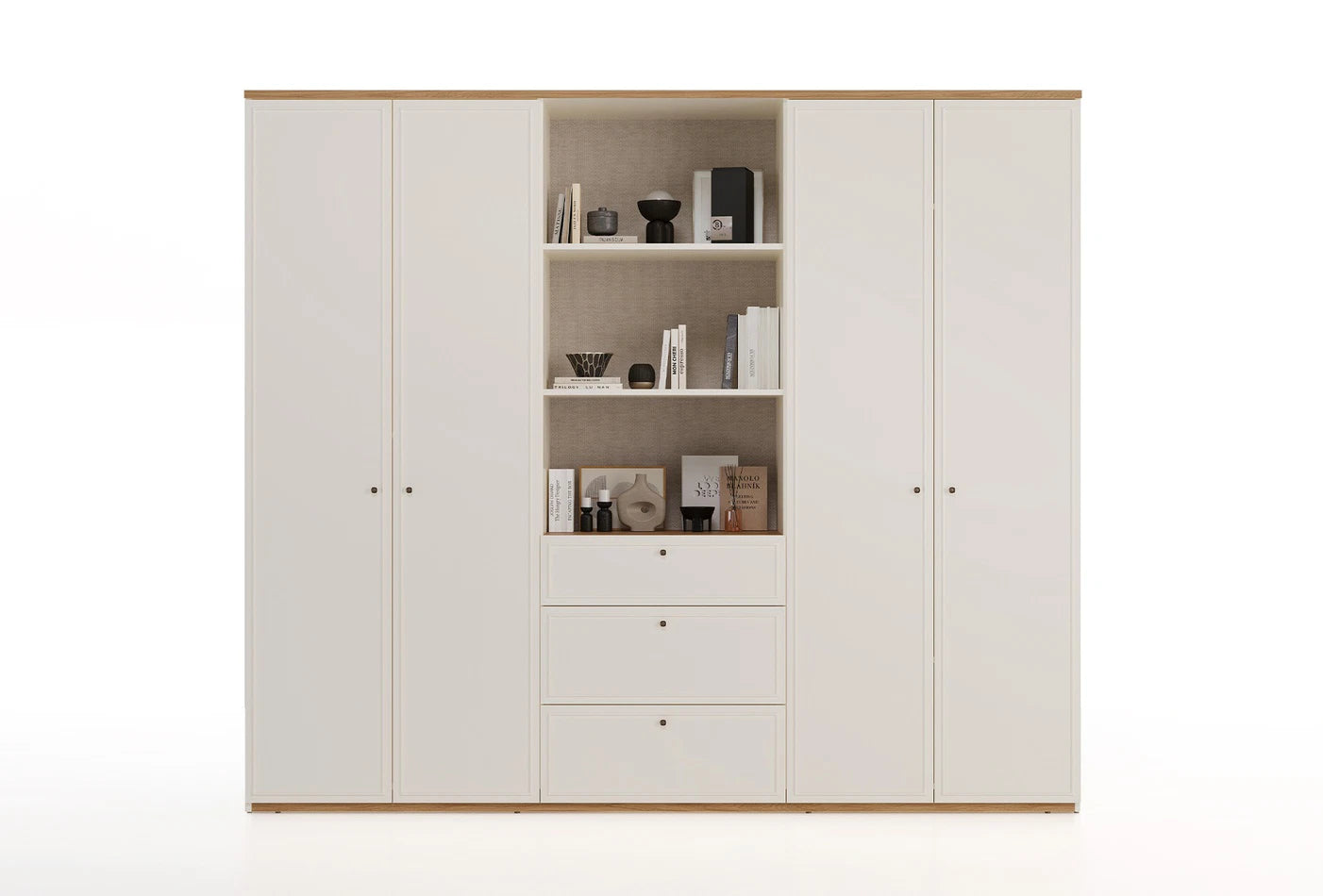 Четирикрилен гардероб «Marsana» + библиотека, с ширина 257см