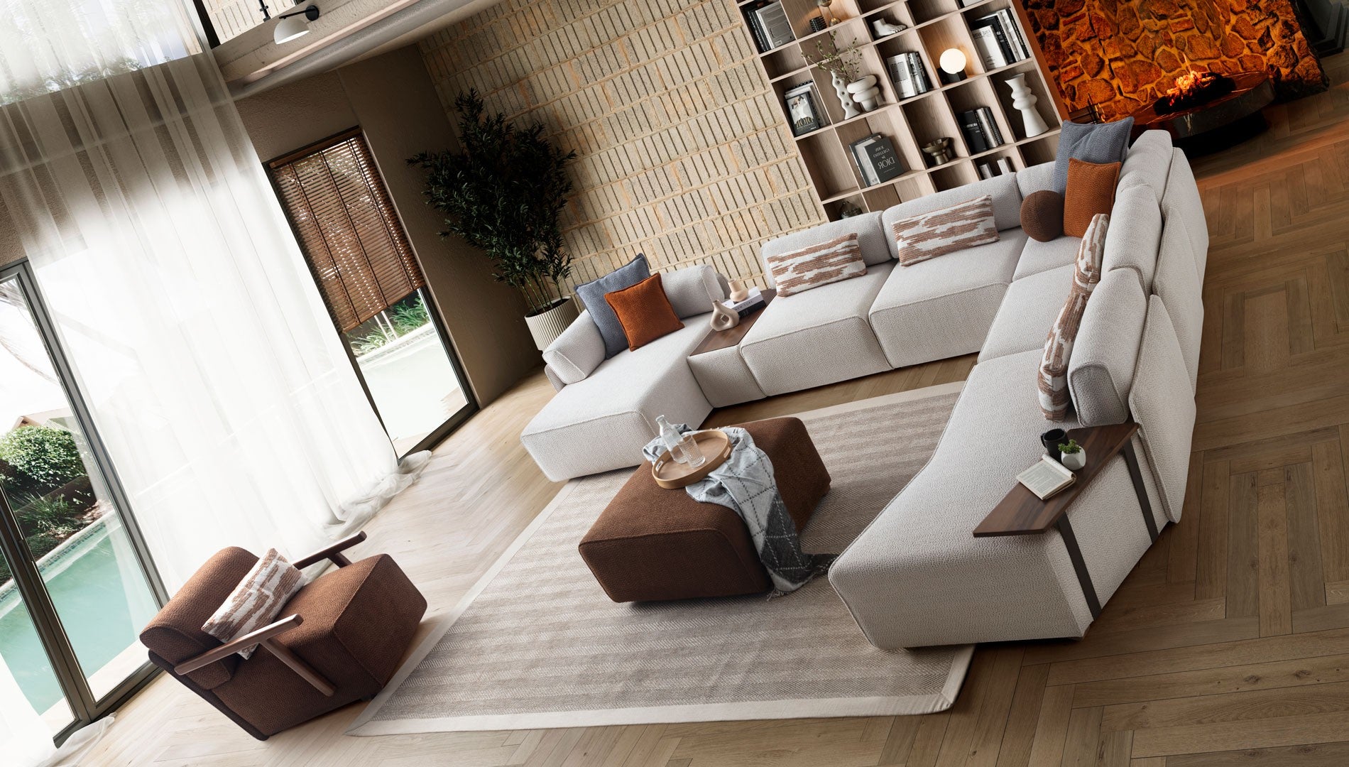 Модулен диван «Lego» + конзолна масичка, лежанка, 7 модула