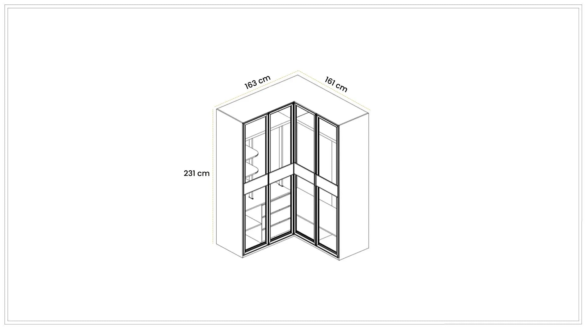 Модулен гардероб «Kasmir» - 5 модула, с осветление, стъклени врати