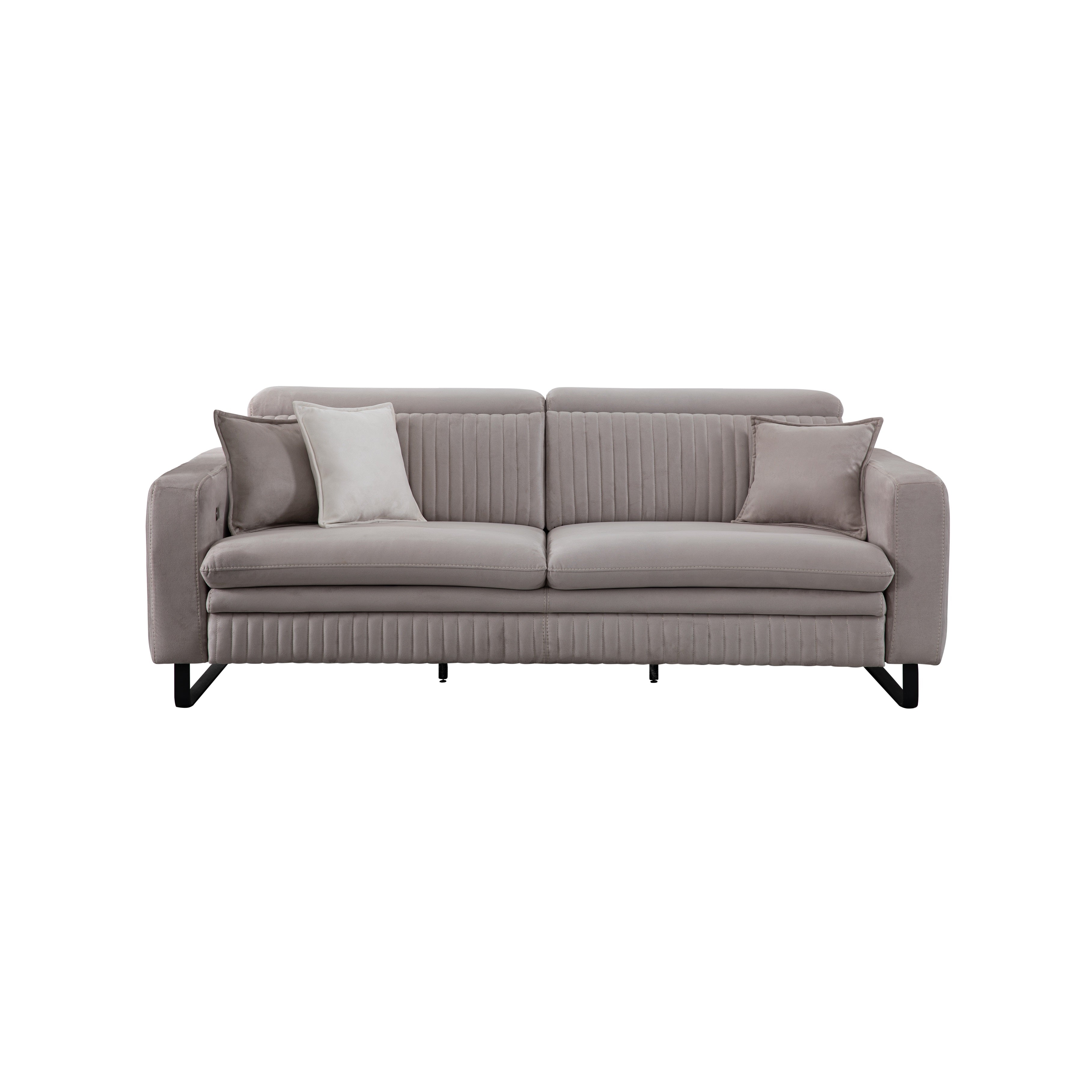 Триместен разтегателен диван «Galaksi» с електрически механизъм, USB зарядна станция, ширина 214см