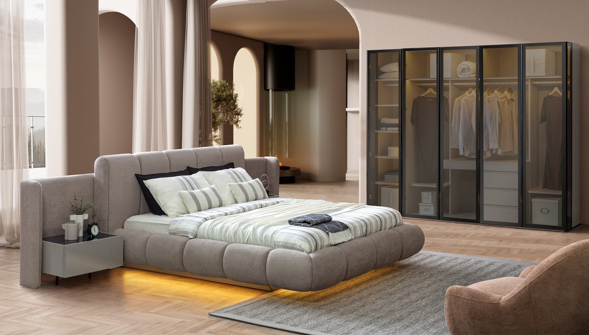 Тапицирано легло «Zenith» с място за съхранение, повдигащ механизъм