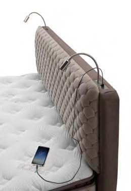 Тапицирана табла за легло «Borjen» с осветление, с USB зарядна станция