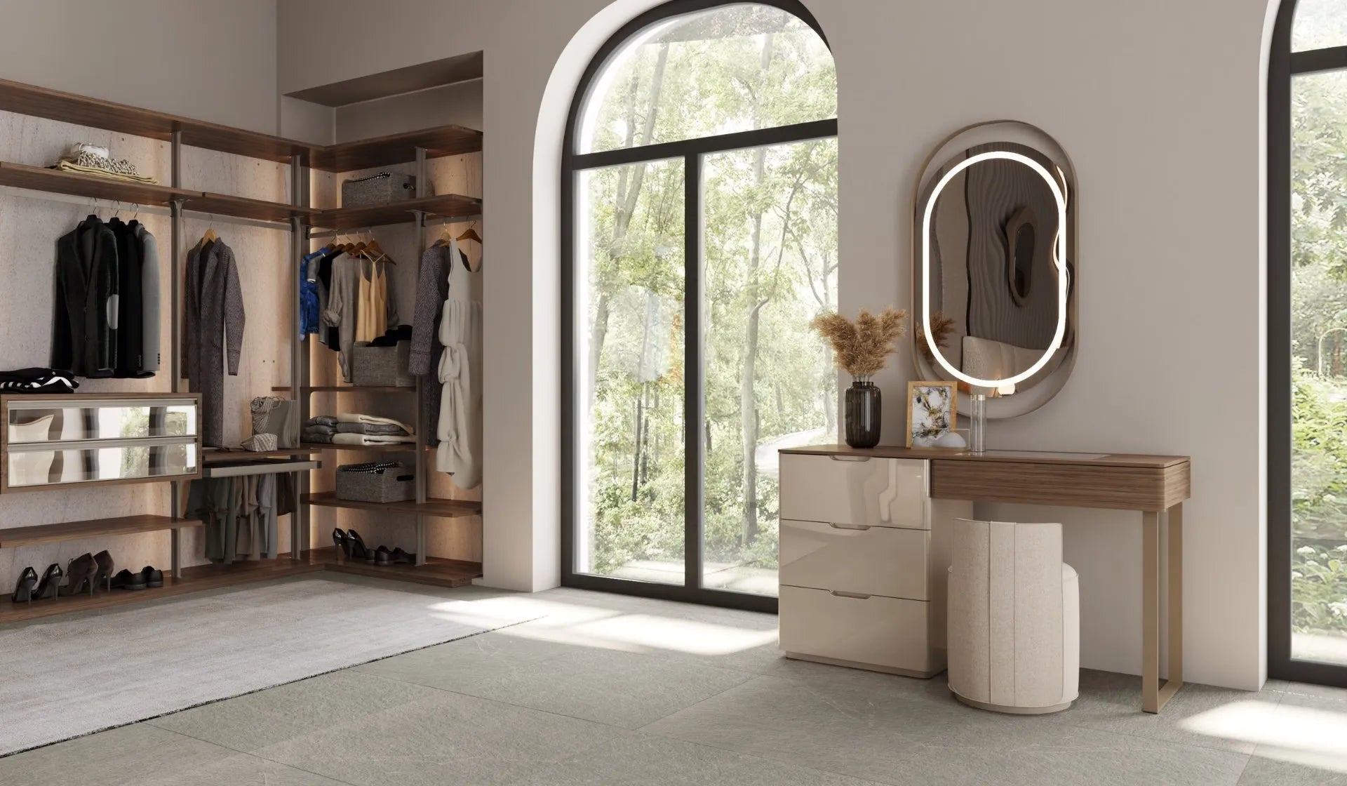 Тоалетка «Bagdat» + скрин с четири чекмеджета и огледало, размер 137х205х46см