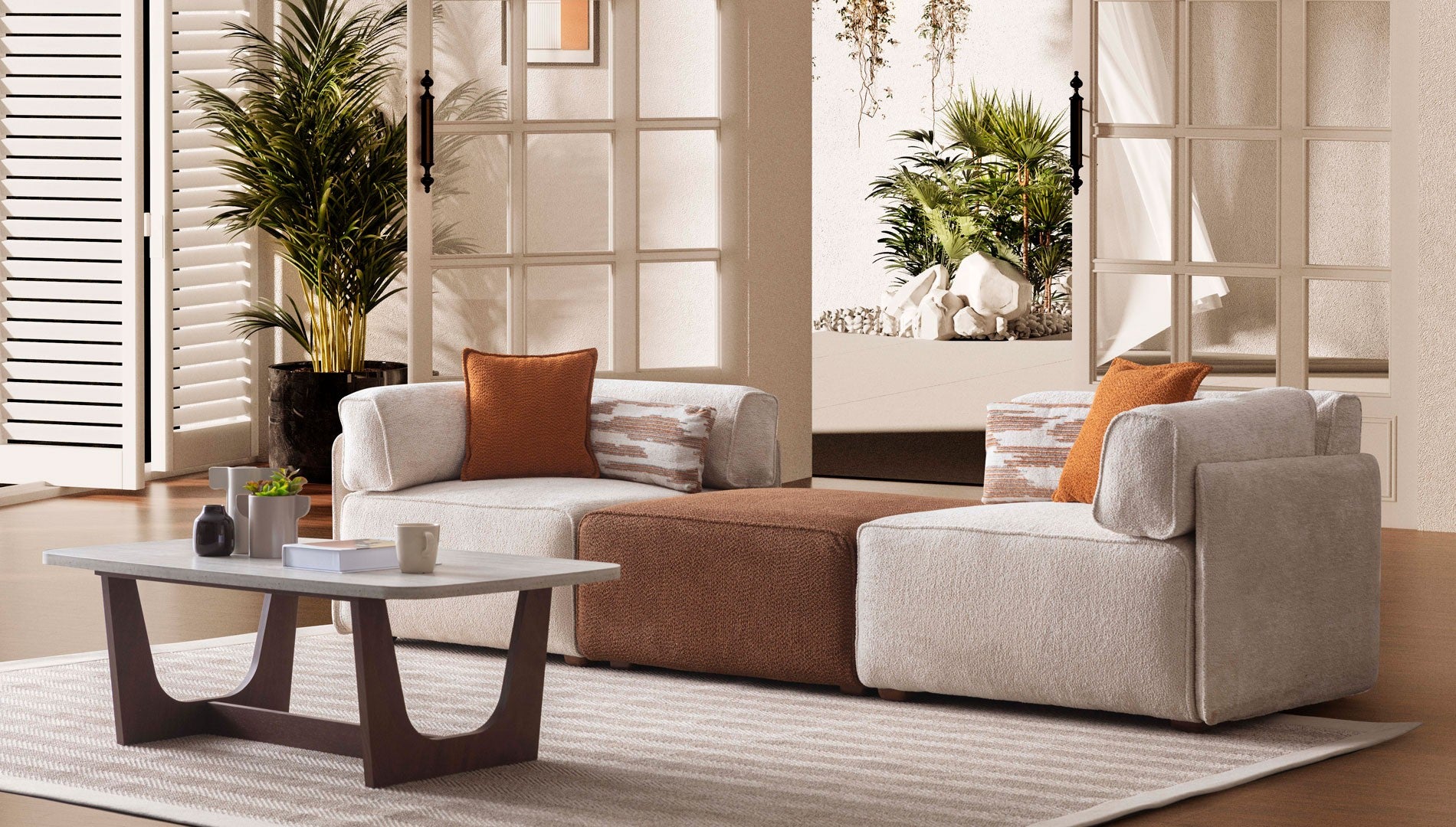 Модулен диван «Lego» + конзолна масичка, лежанка, 7 модула