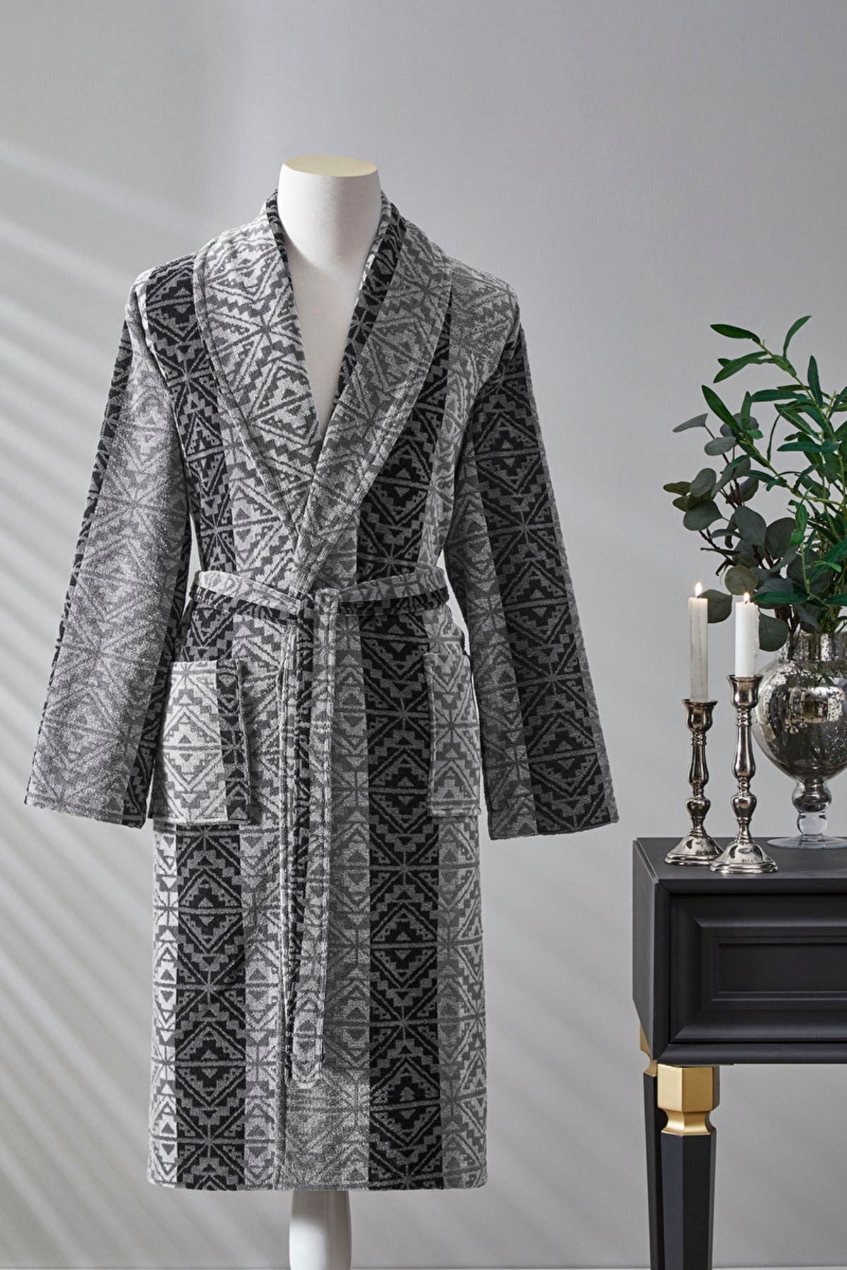 Халат за баня «Hawai Tapetto Gri» с качулка, размер L