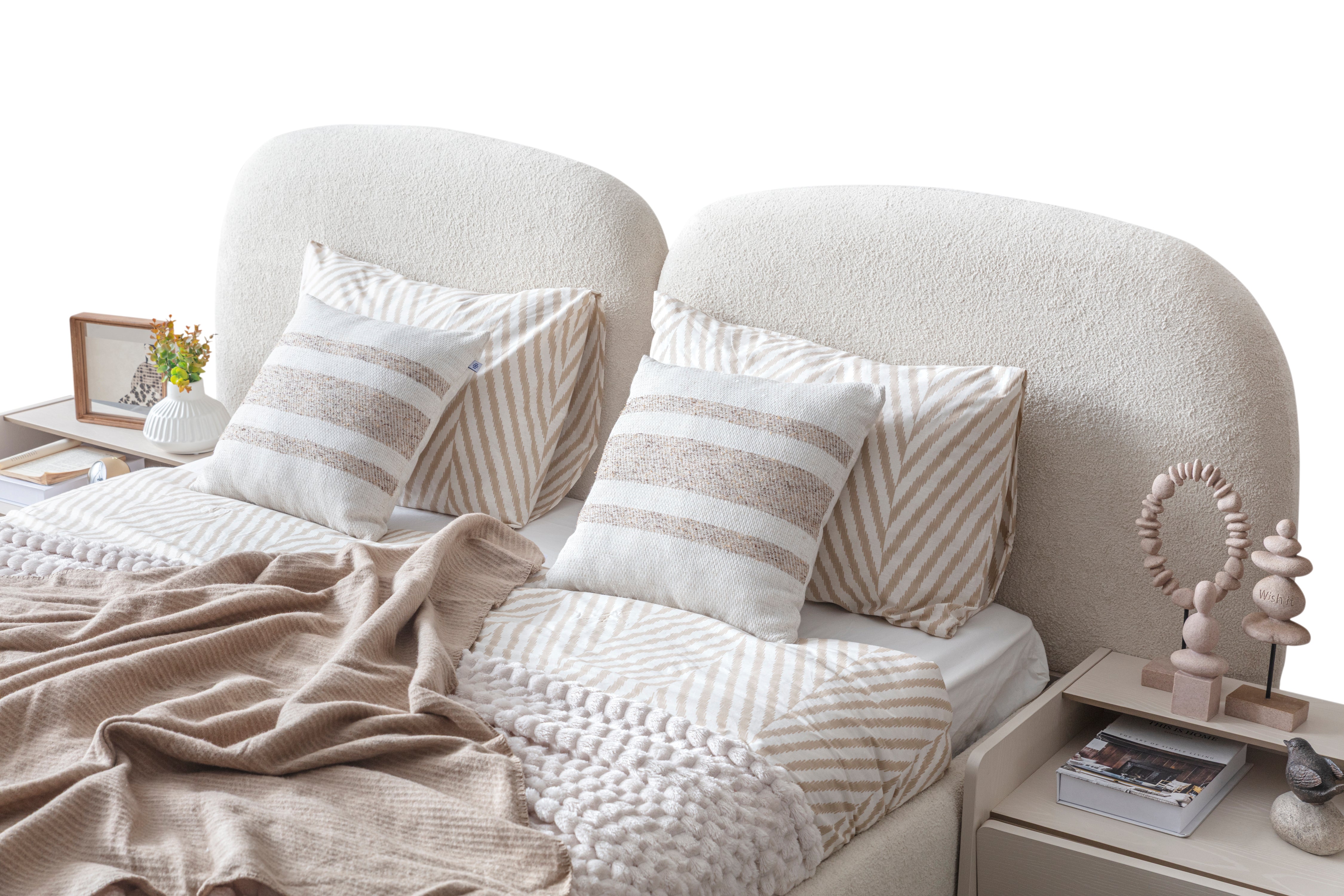 Тапицирано легло «Japandi» с място за съхранение, повдигащ механизъм