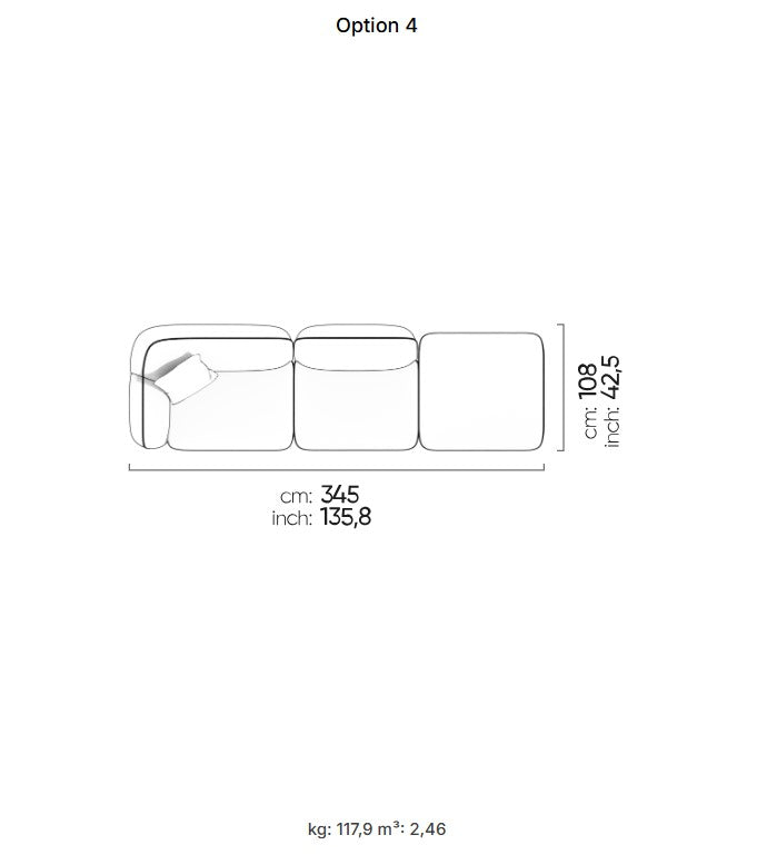 30 готови конфигурации на модулен диван «Icona» + конзолна масичка, лежанка