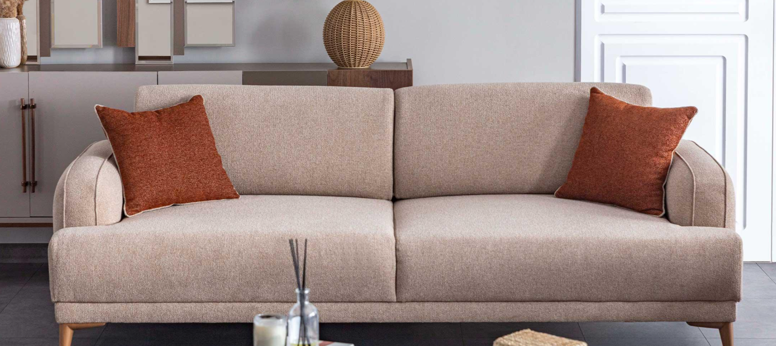 Триместен разтегателен диван «Pastel» + 2 декоративни възглавници, ширина 220см