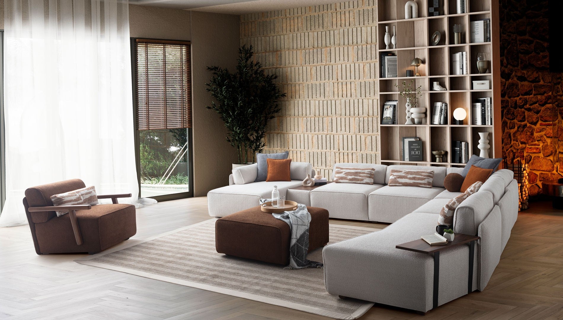 Модулен диван «Lego» + конзолна масичка, лежанка, 7 модула