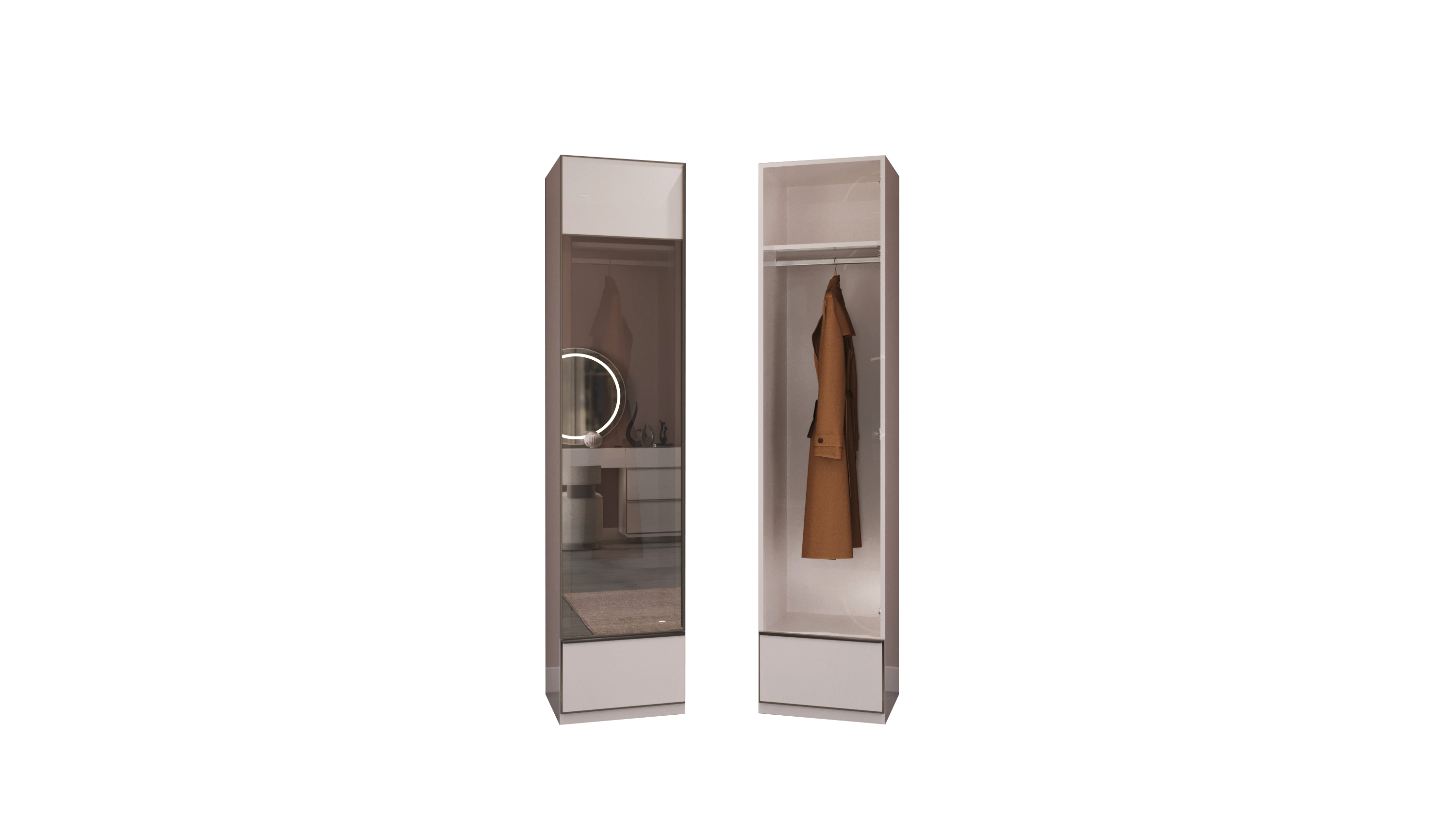 Модулен гардероб «Pamukkale» - 5 модула, с осветление, стъклени врати