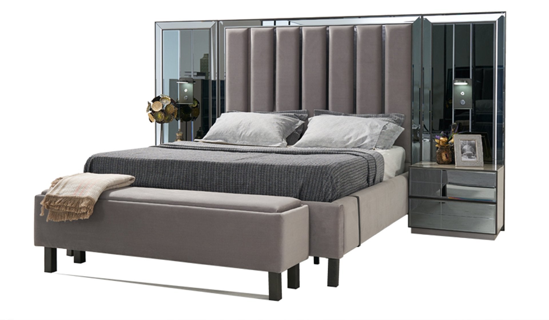 Тапицирано легло «Oylat» с осветление