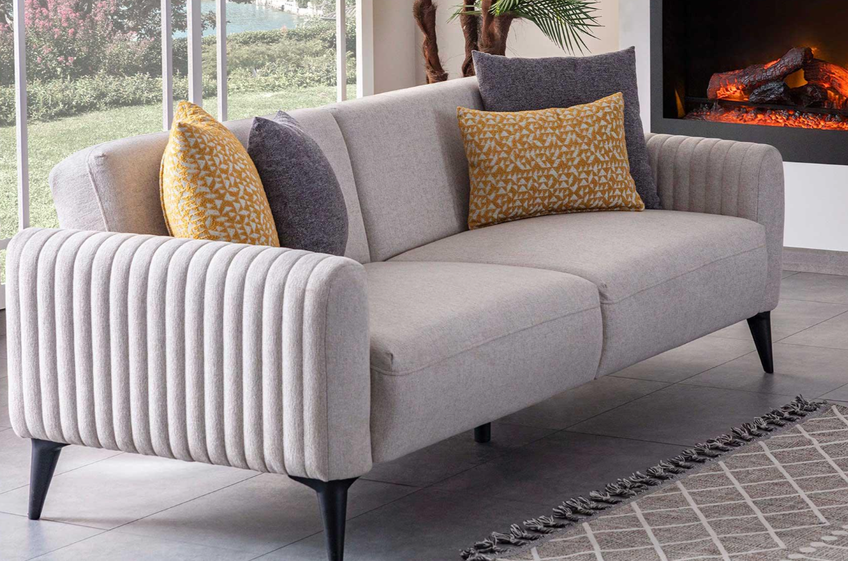 Триместен разтегателен диван «Delfina» + 2 декоративни възглавници, ширина 212см