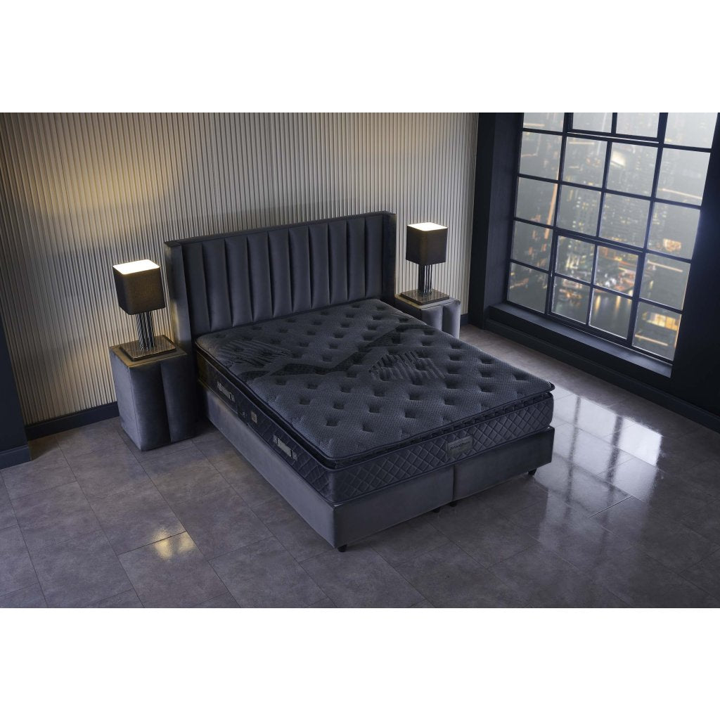 Тапицирано легло «Blackberry» + Матрак и табла - с място за съхранение, повдигащ механизъм, система за безшумно затваряне