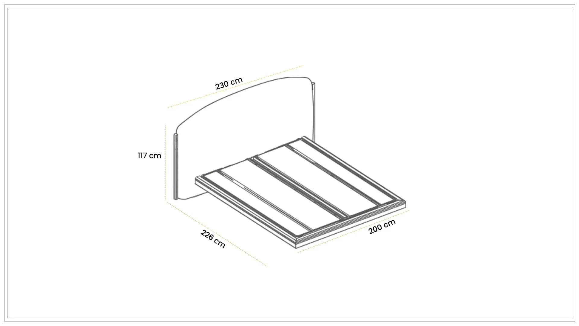 Тапицирано легло с осветление «Kasmir» с място за съхранение, повдигащ механизъм