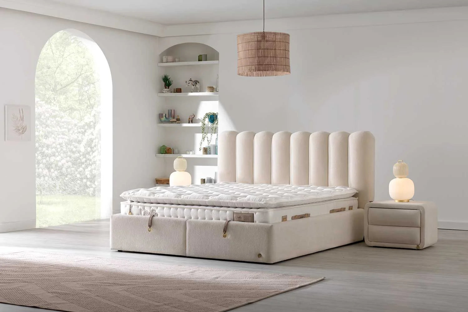 Тапицирана основа за легло «Vanilla Dream Soft» с място за съхранение, повдигащ механизъм, система за безшумно затваряне