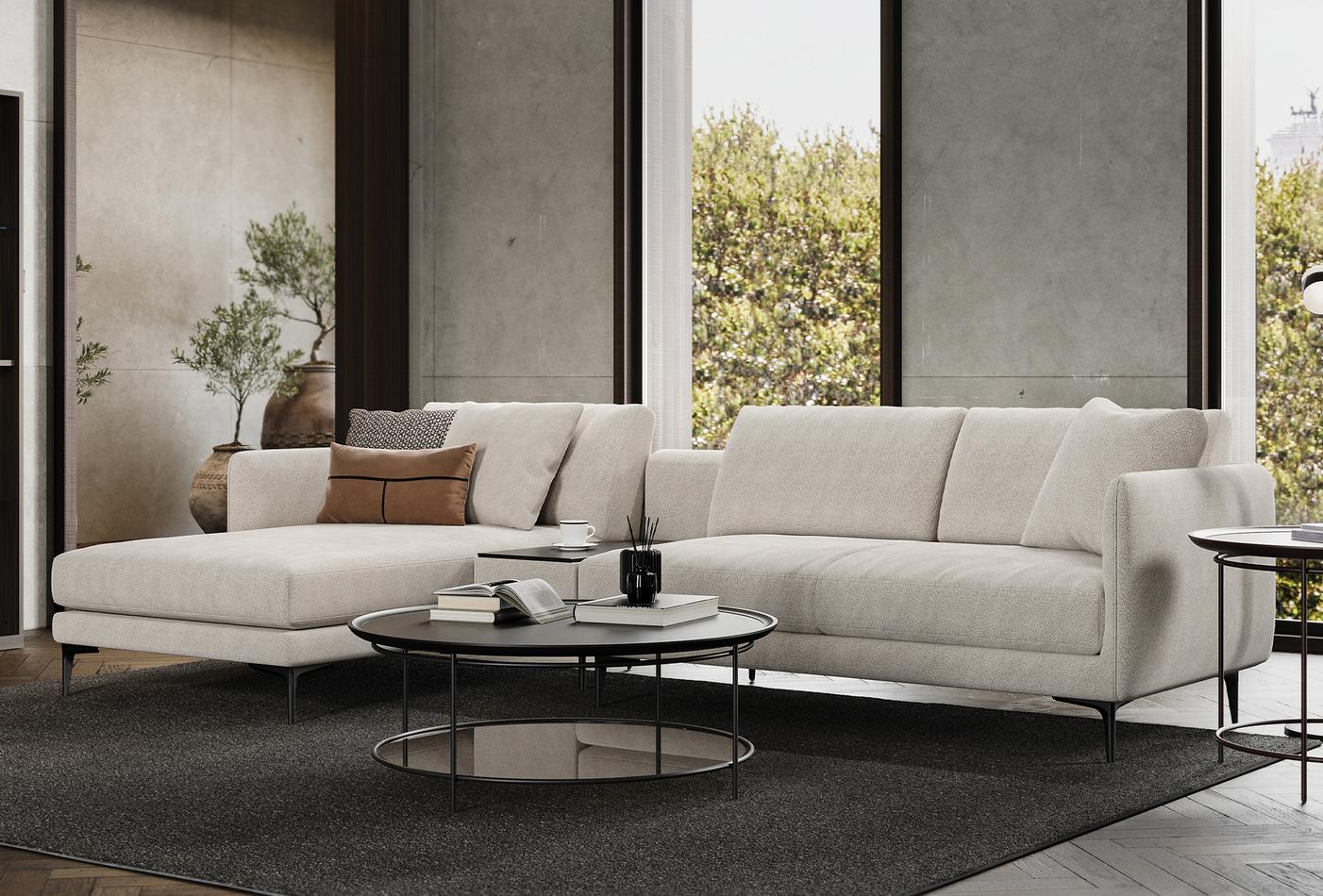 4 готови конфигурации на модулен диван «Parma» + конзола с масичка и USB зарядна станция