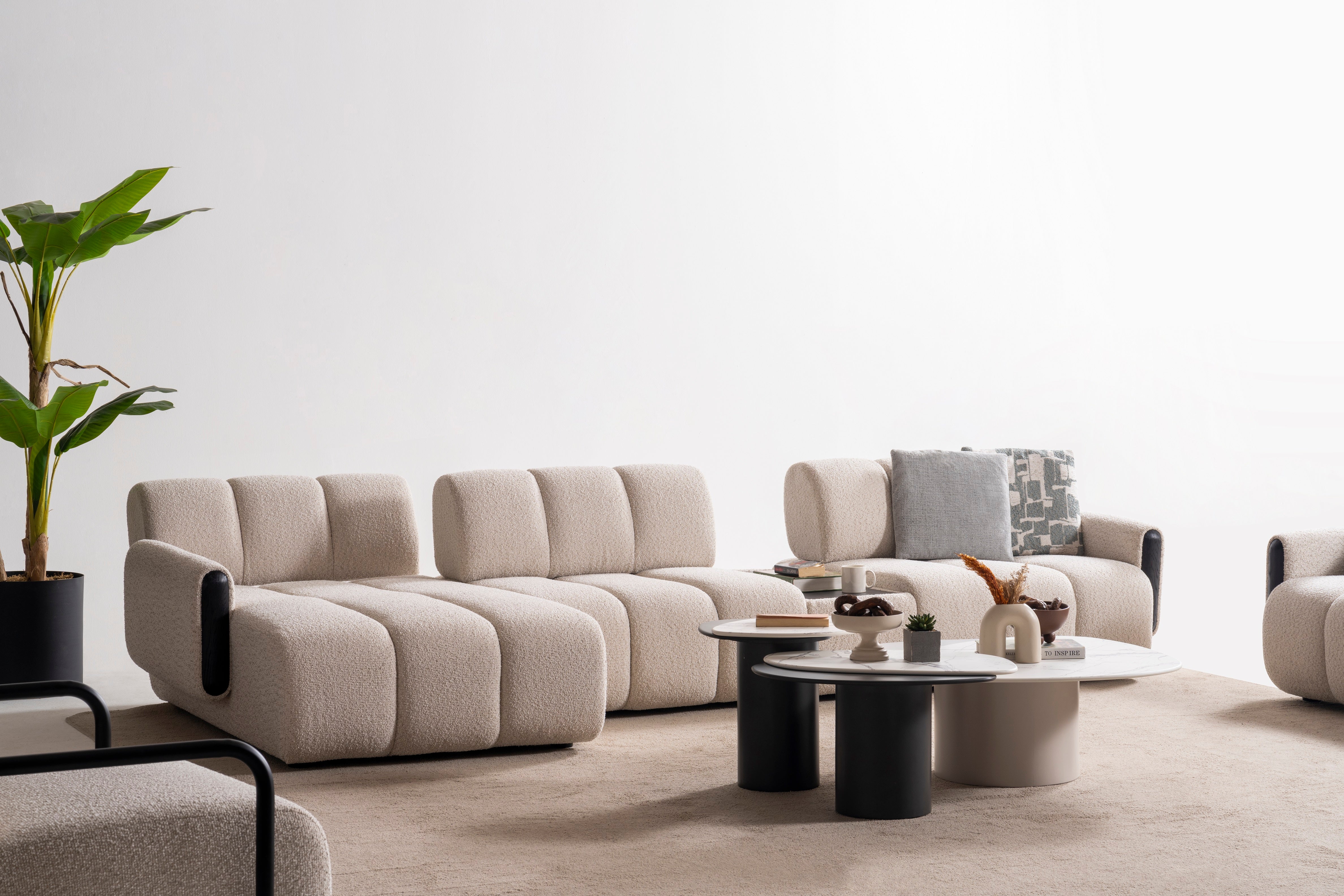 Модулен разтегателен диван «Rivian» + конзолна масичка, лежанка