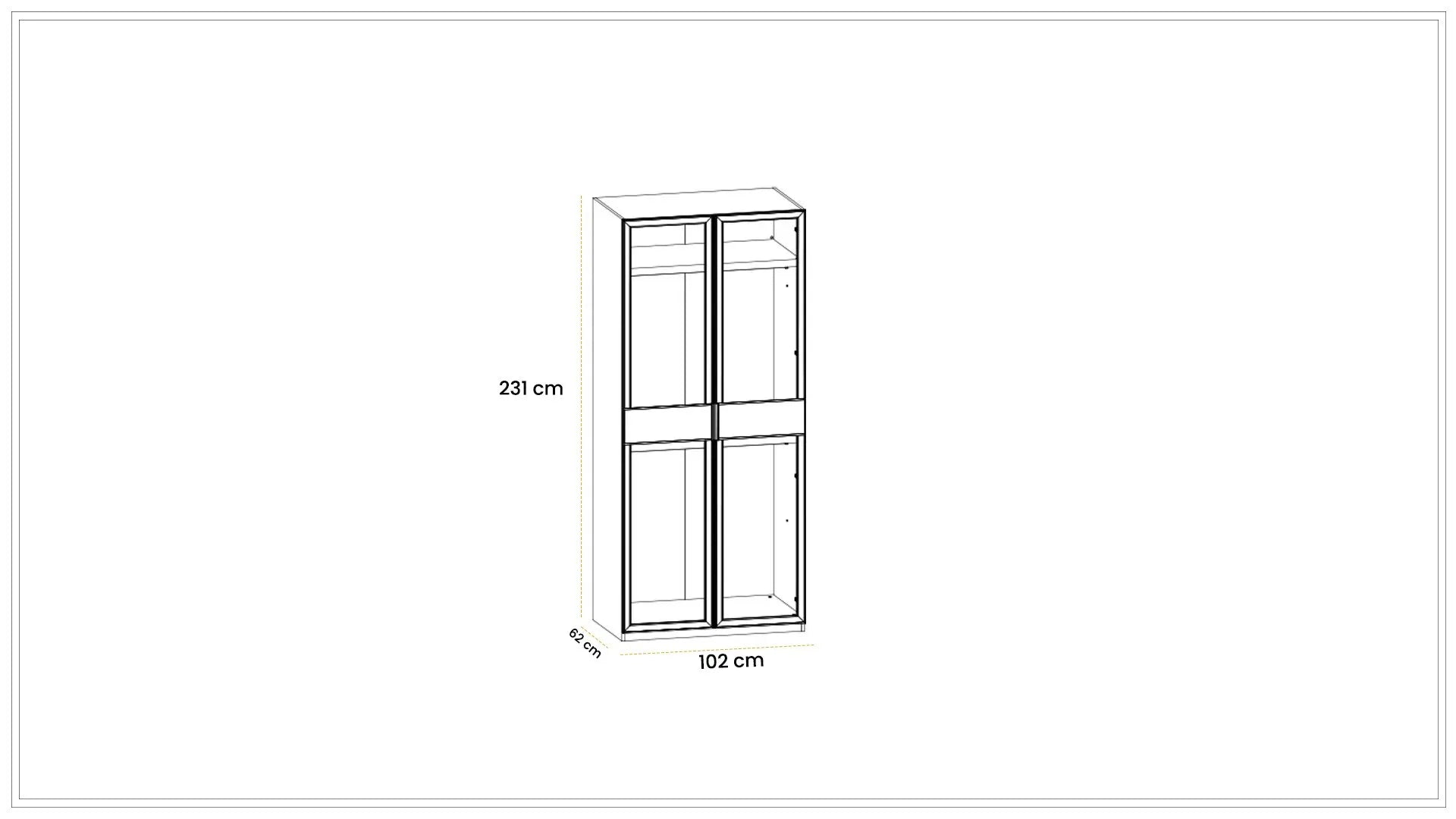 Модулен гардероб «Kasmir» - 5 модула, с осветление, стъклени врати
