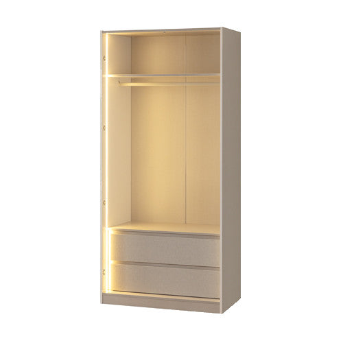 Двукрилен гардероб «Noble» - с осветление, чекмеджета, рафтове, ширина 105см