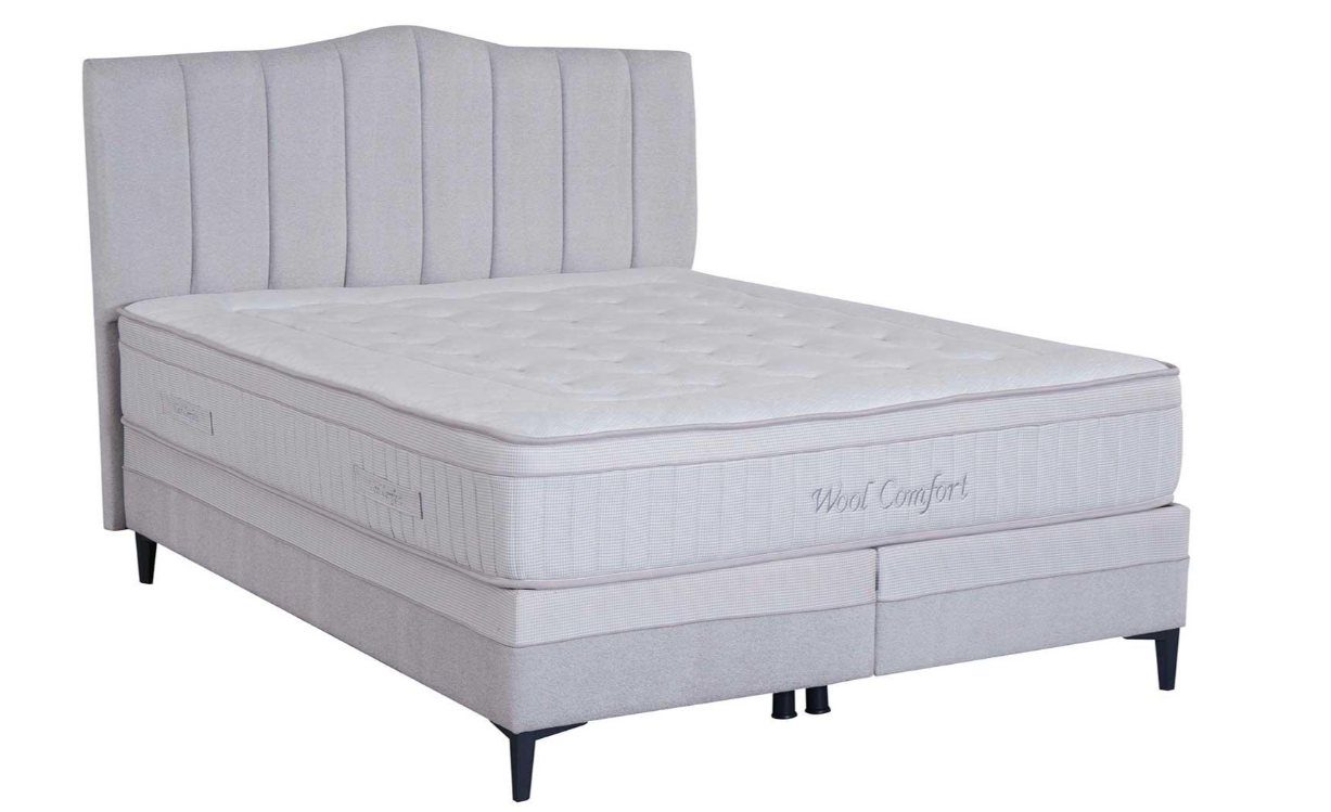 Тапицирано легло «Wool Comfort» + Матрак и табла - с място за съхранение, повдигащ механизъм, система за безшумно затваряне