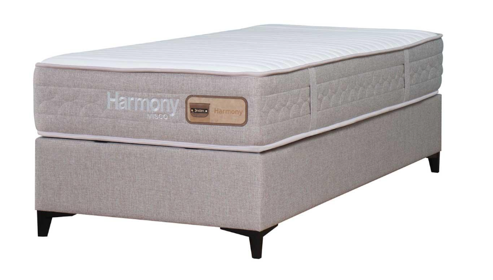 Тапицирано легло «Harmony» + Матрак и табла - с място за съхранение, повдигащ механизъм, система за безшумно затваряне