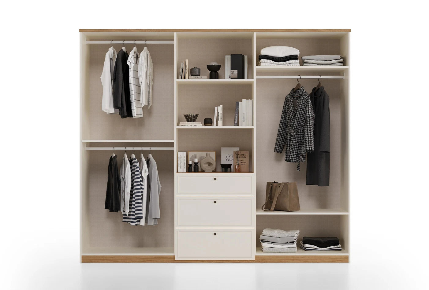 Четирикрилен гардероб «Marsana» + библиотека, с ширина 257см