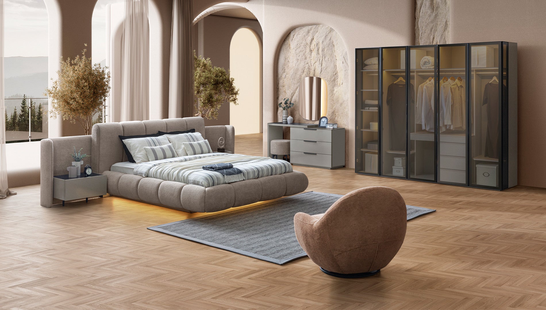 Тапицирано легло «Zenith» с място за съхранение, повдигащ механизъм