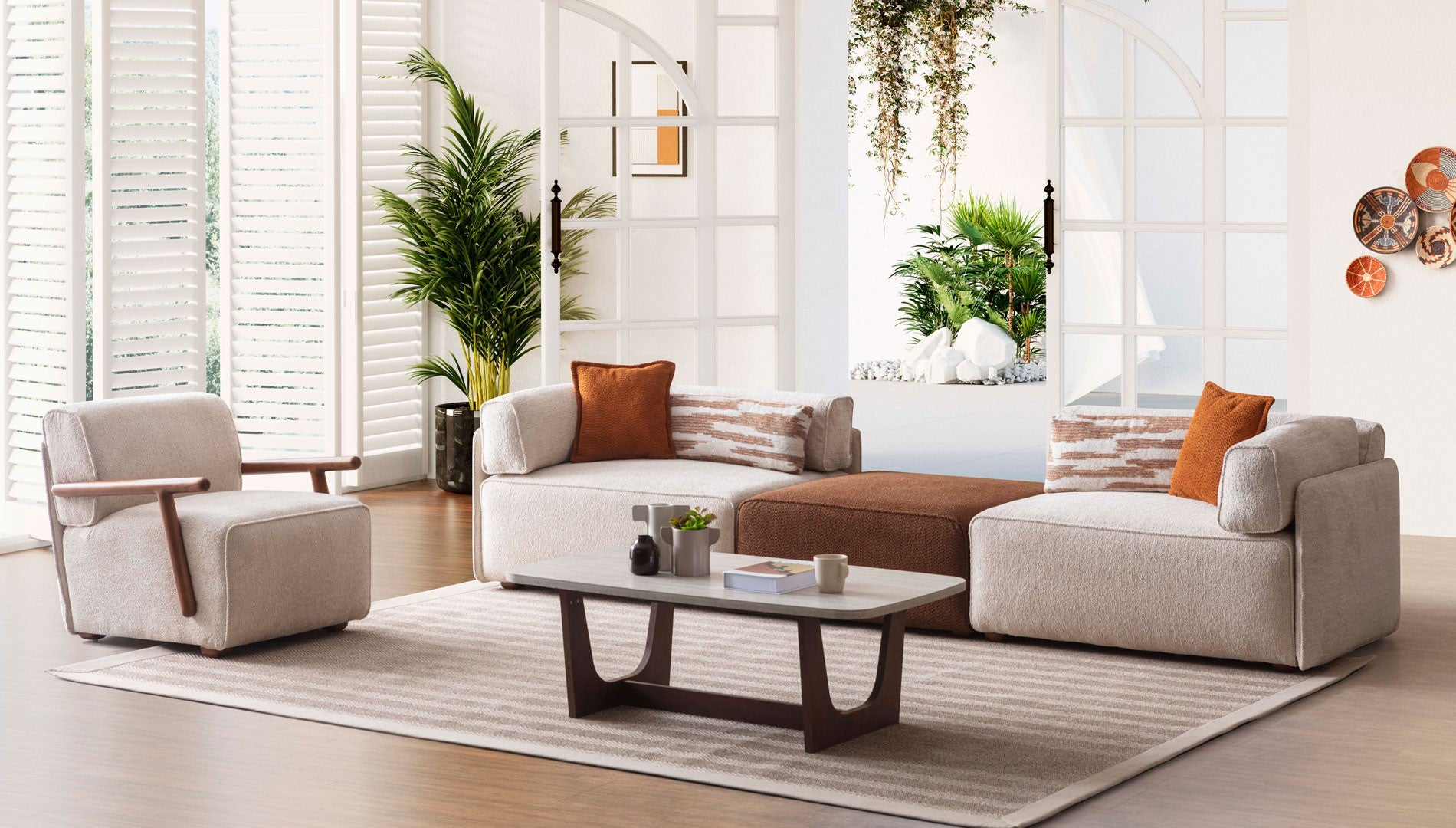 Модулен диван «Lego» + конзолна масичка, лежанка, 7 модула