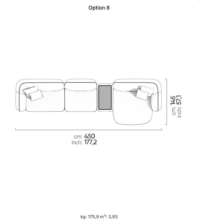 30 готови конфигурации на модулен диван «Icona» + конзолна масичка, лежанка
