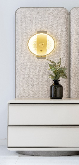 Тапицирано легло «Pamukkale» + табла с осветление - с място за съхранение, повдигащ механизъм