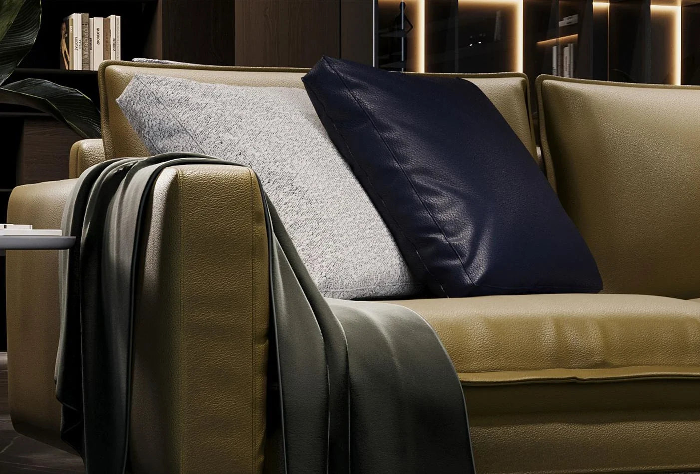 Триместен диван «Bond Street» с естествена кожа, ширина 274см