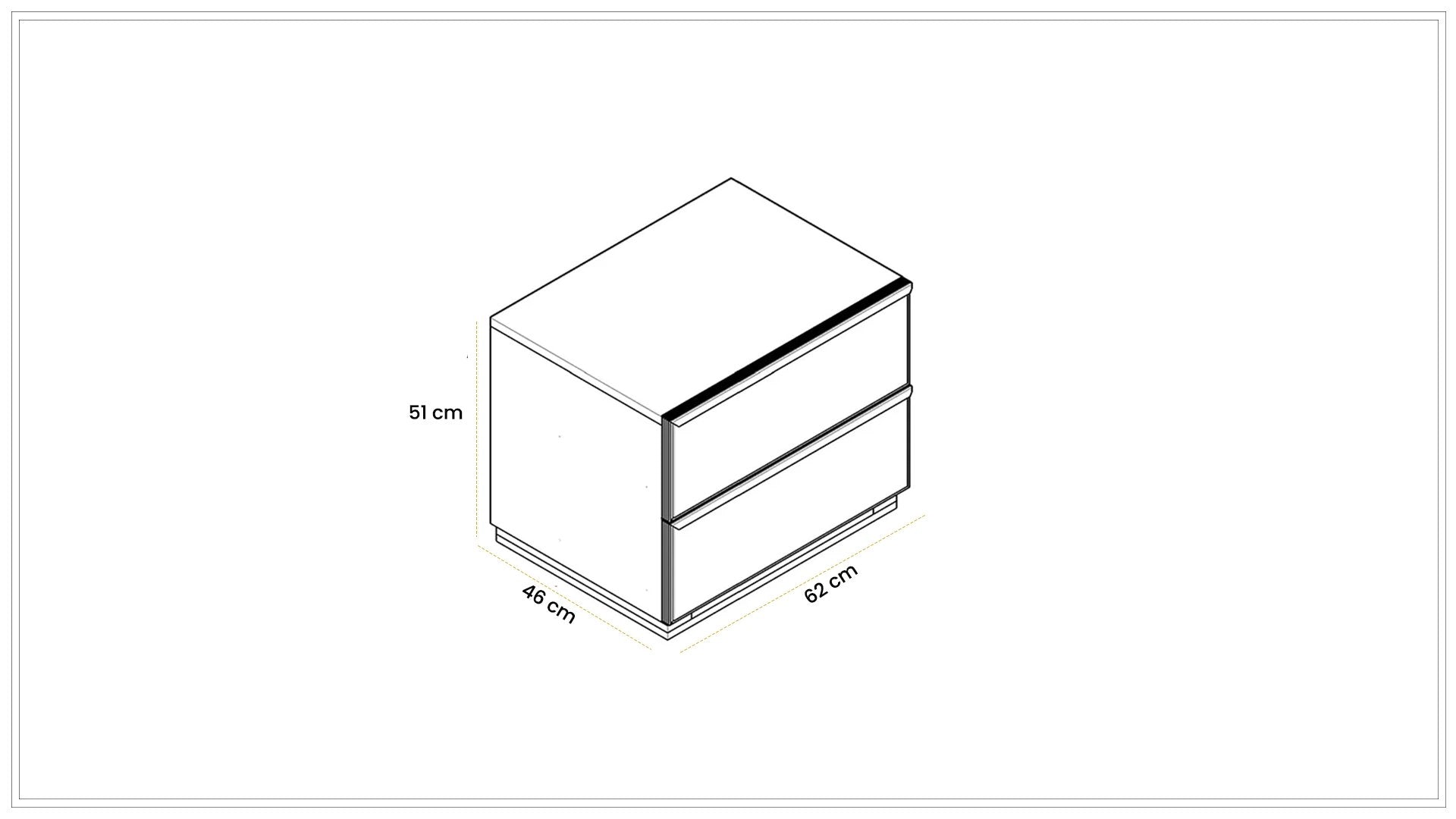 Нощно шкафче «Oylat» + две чекмеджета, размер 62х46х51см
