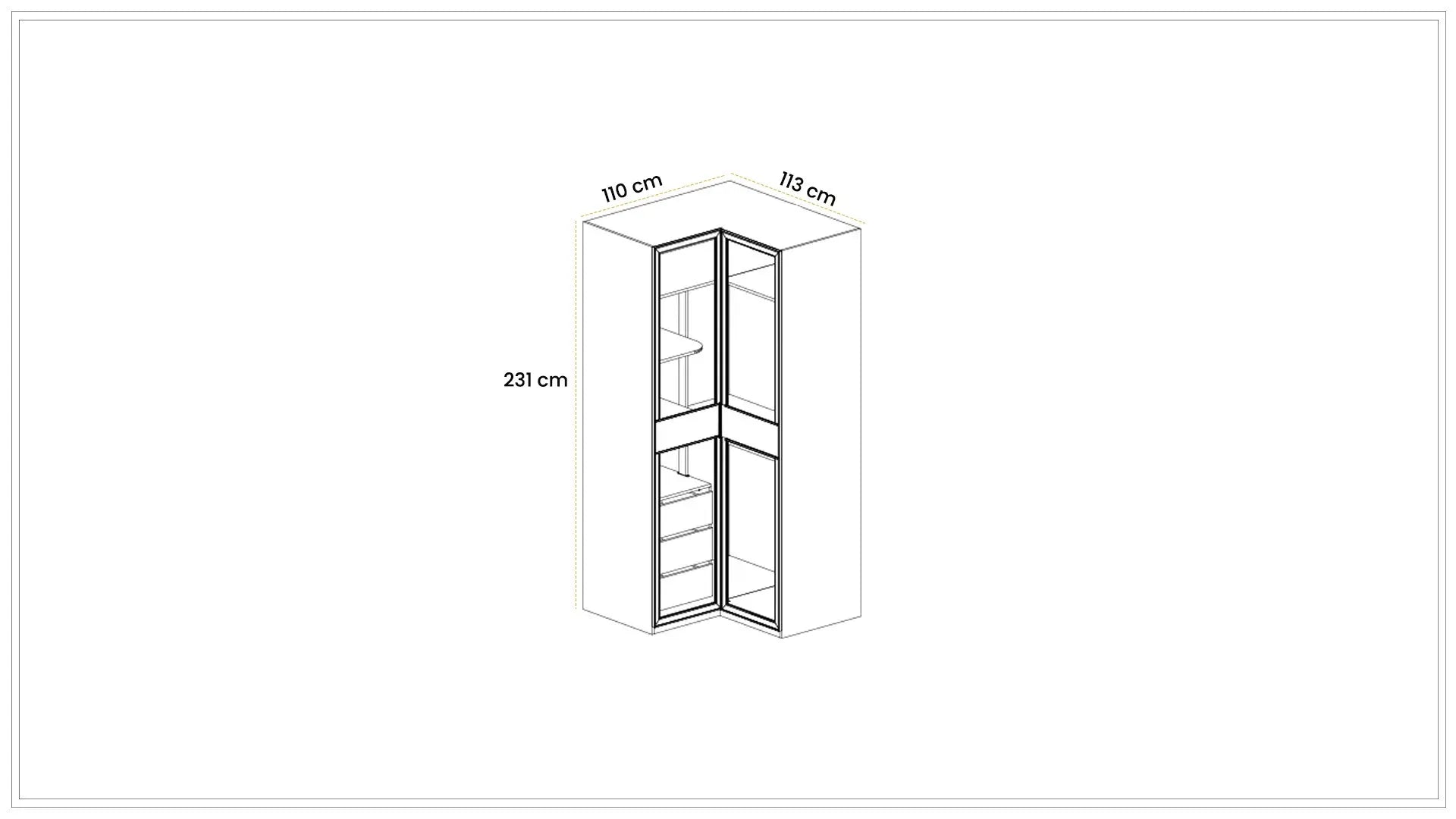 Модулен гардероб «Kasmir» - 5 модула, с осветление, стъклени врати