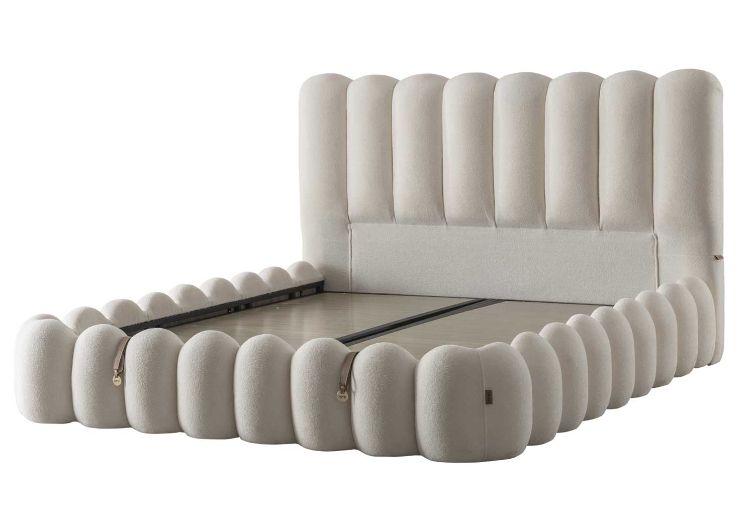 Тапицирана основа за легло «Vanilla Dream Loop» с място за съхранение, повдигащ механизъм, система за безшумно затваряне