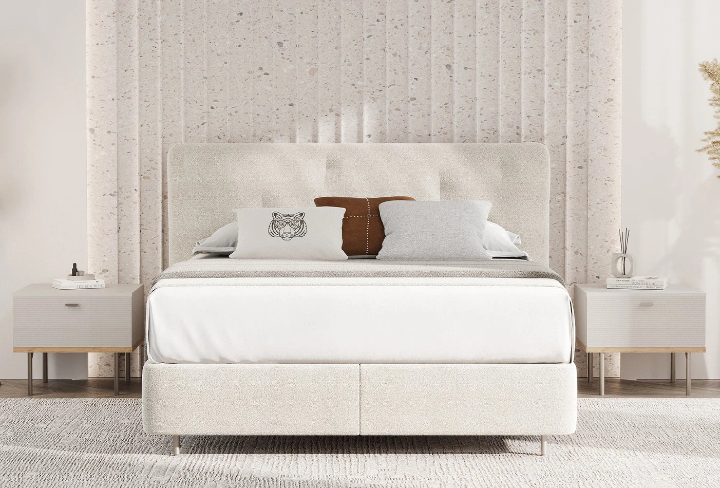 Тапицирано легло «Cante» + табла - с място за съхранение, повдигащ механизъм, система за безшумно затваряне