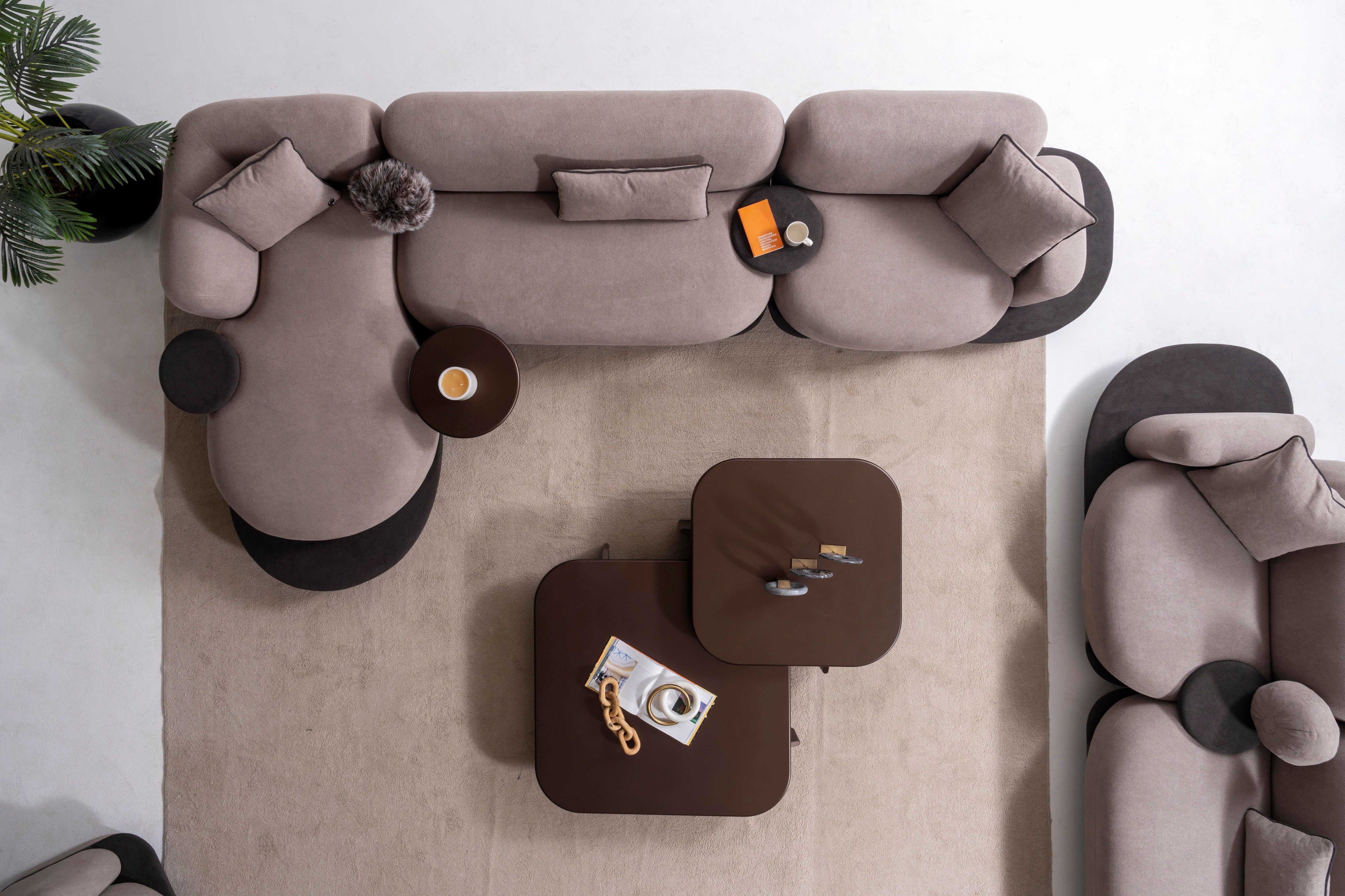 Ъглов диван «Bonbon Relax» + три декоративни възглавници, ширина 395см