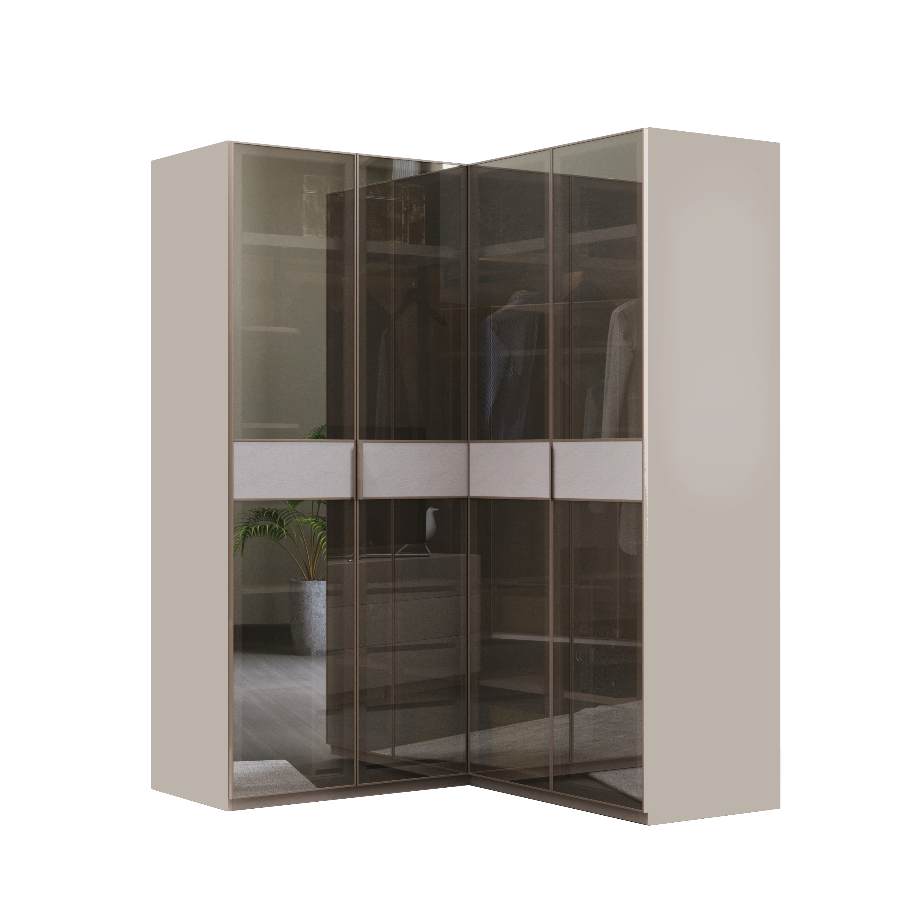 Модулен гардероб «Kasmir» - 5 модула, с осветление, стъклени врати