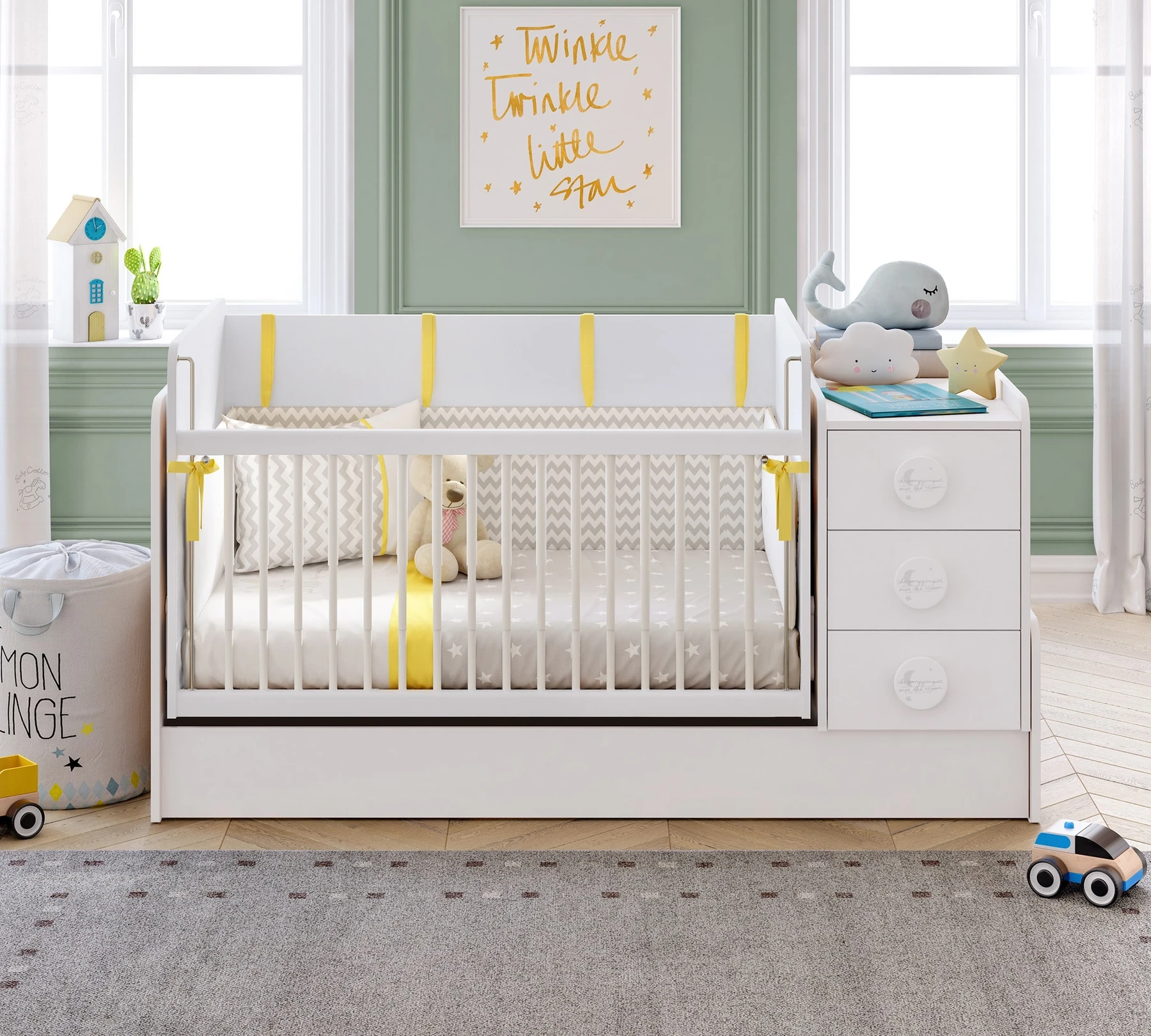 Трансформираща се бебешка кошара «Baby Cotton» за матраци 70x115см и 70x160cm